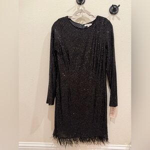 Nanette Lepore Black Sequin Feather Dress